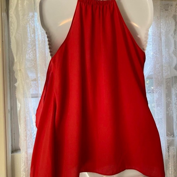 MICHAEL Kors Red Sleeveless Top with Gold Straps - Picture 3 of 4